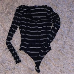 Fashion nova black with white striped bodysuit